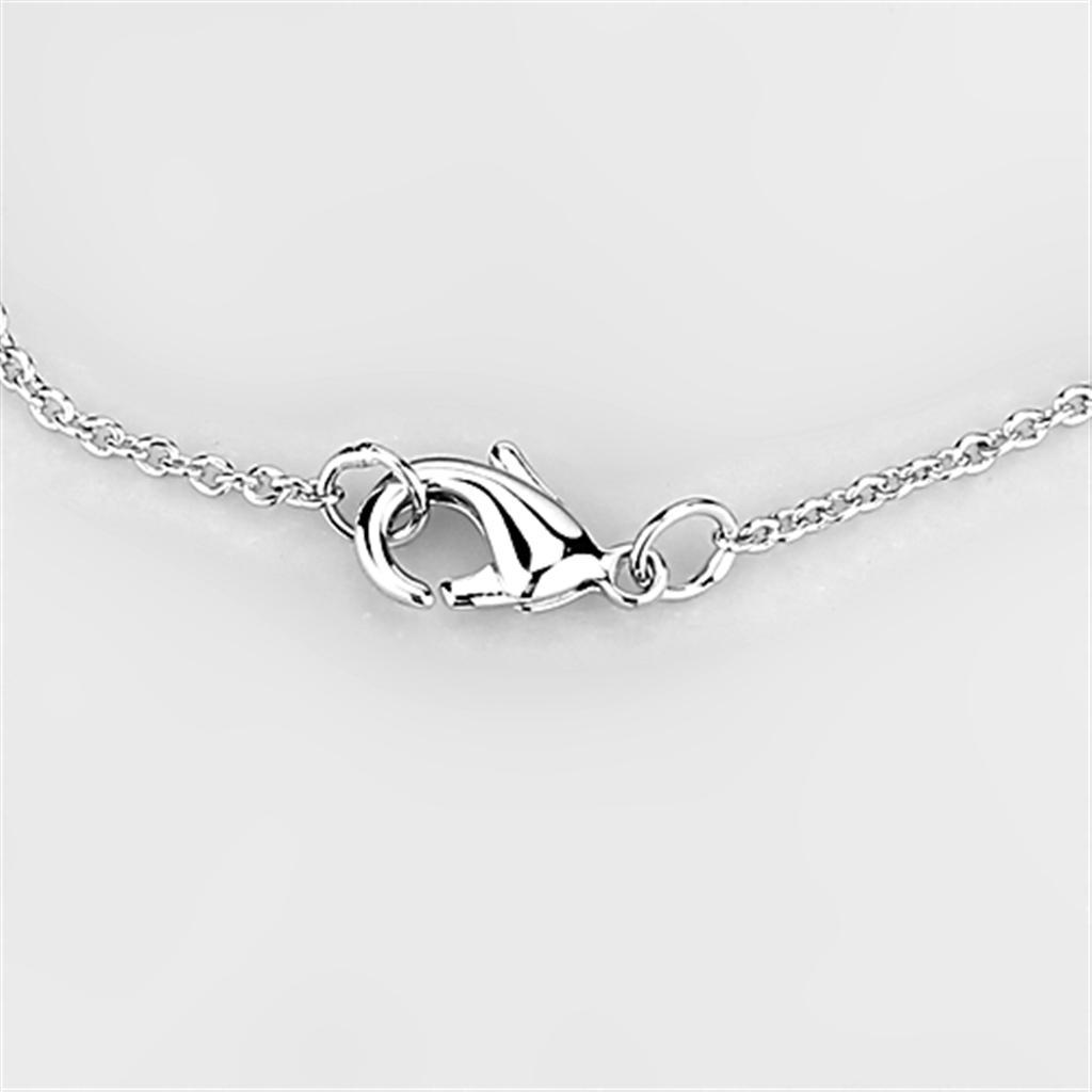 3W440 - Rhodium Brass Necklace with AAA Grade CZ in Clear-1