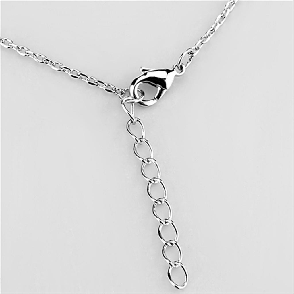 3W443 - Rhodium Brass Necklace with AAA Grade CZ in Clear-2
