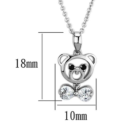 3W445 - Rhodium Brass Necklace with AAA Grade CZ in Clear-1