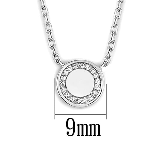 3W447 - Rhodium Brass Necklace with AAA Grade CZ in Clear-1