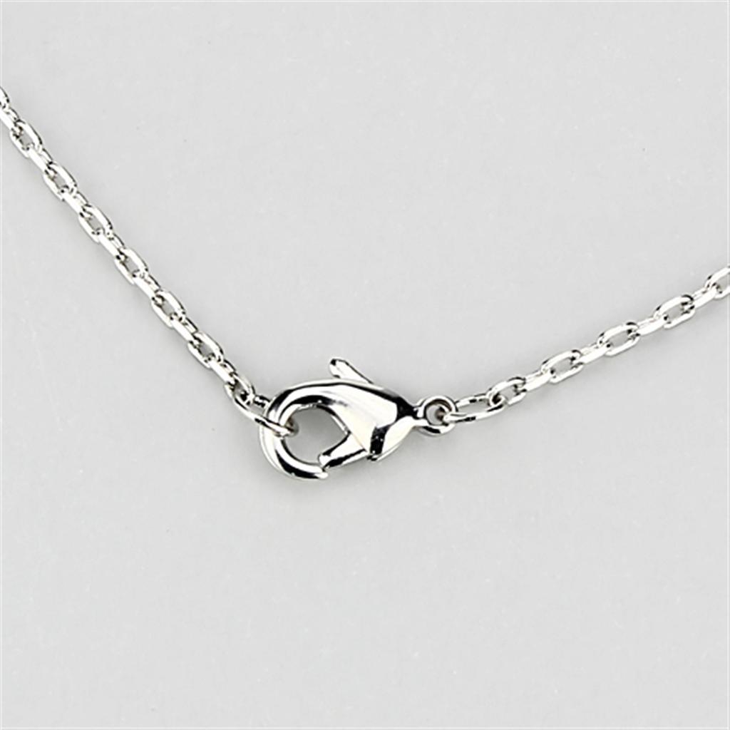 3W447 - Rhodium Brass Necklace with AAA Grade CZ in Clear-2
