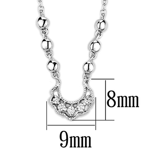 3W448 - Rhodium Brass Necklace with AAA Grade CZ in Clear-1