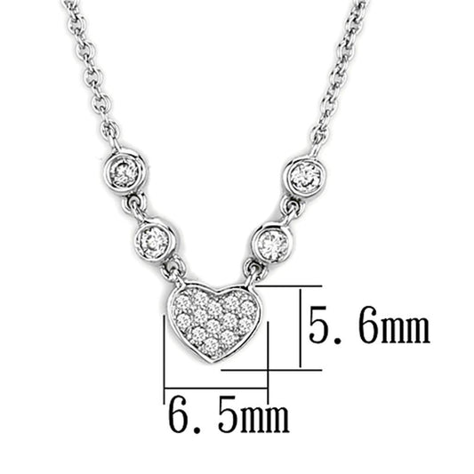 3W449 - Rhodium Brass Necklace with AAA Grade CZ in Clear-1