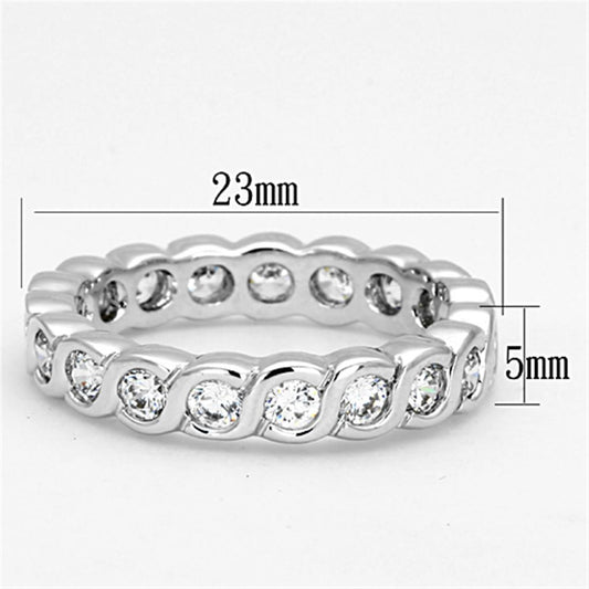 3W462 - Rhodium Brass Ring with AAA Grade CZ in Clear-1