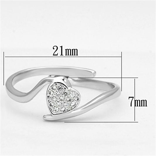 3W464 - Rhodium Brass Ring with AAA Grade CZ in Clear-1