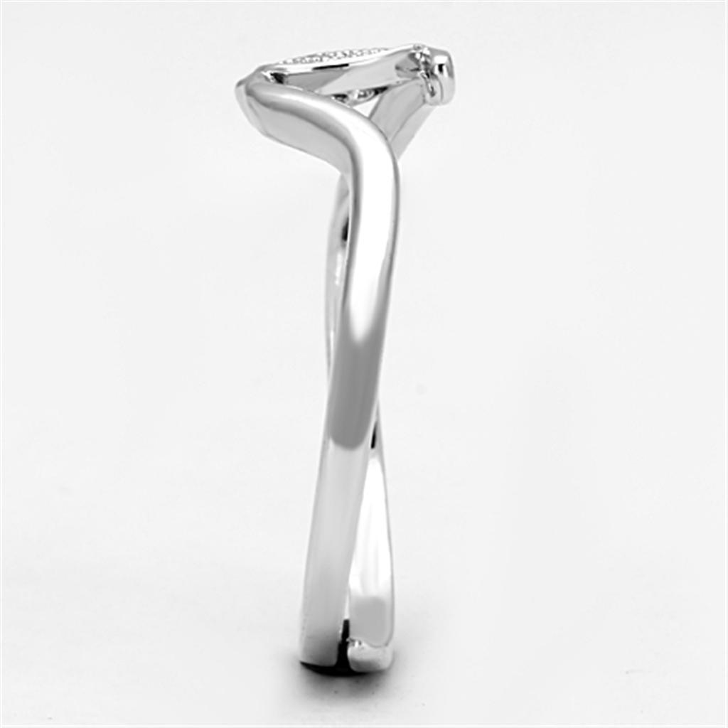 3W464 - Rhodium Brass Ring with AAA Grade CZ in Clear-3