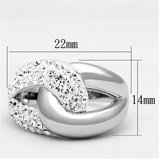 3W466 - Rhodium Brass Ring with Top Grade Crystal in Clear-1