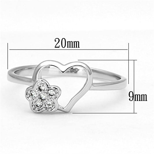 3W472 - Rhodium Brass Ring with AAA Grade CZ in Clear-1