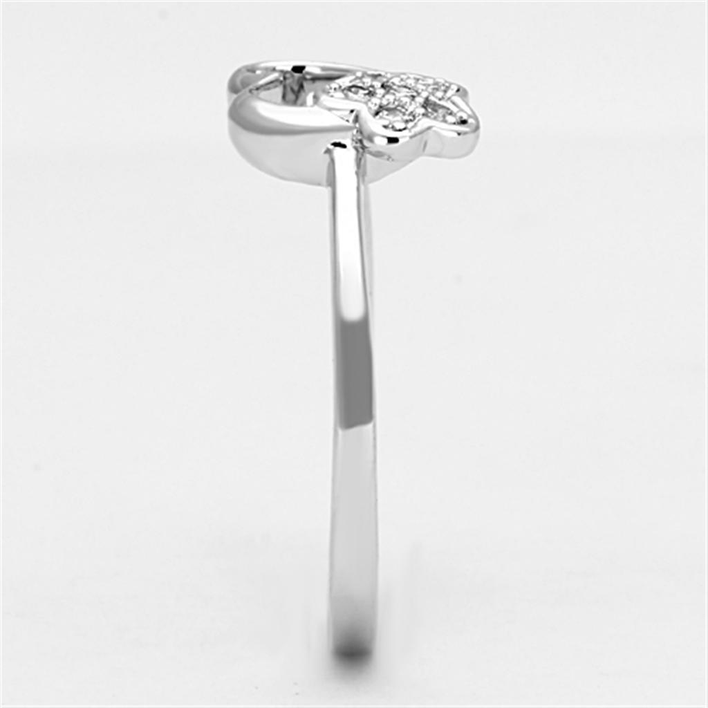 3W472 - Rhodium Brass Ring with AAA Grade CZ in Clear-3
