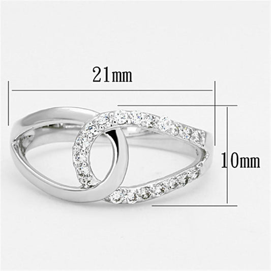3W474 - Rhodium Brass Ring with AAA Grade CZ in Clear-1