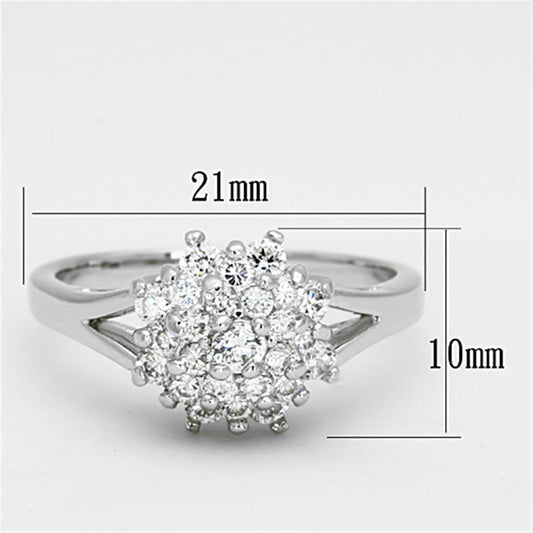 3W479 - Rhodium Brass Ring with AAA Grade CZ in Clear-1