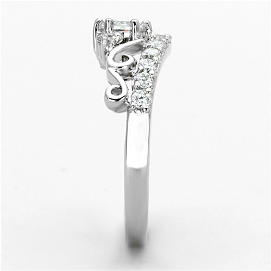 3W483 - Rhodium Brass Ring with Top Grade Crystal in Clear-3