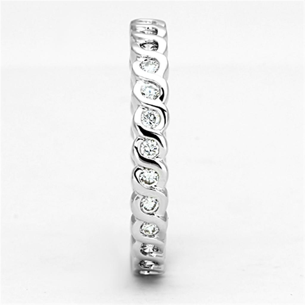 3W489 - Rhodium Brass Ring with AAA Grade CZ in Clear-3