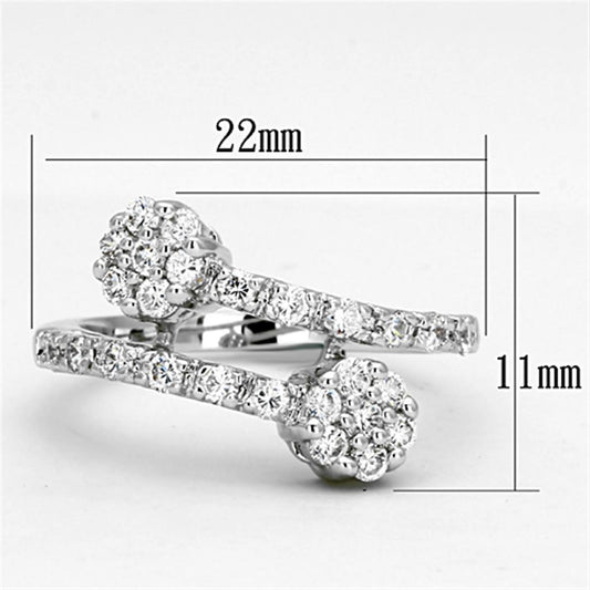 3W490 - Rhodium Brass Ring with AAA Grade CZ in Clear-1