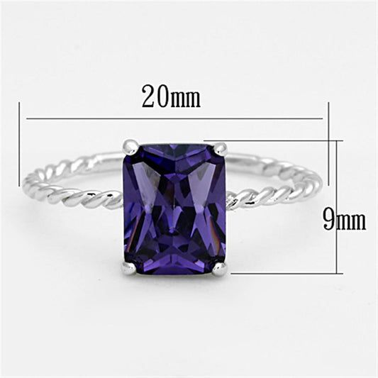 3W498 - Rhodium Brass Ring with AAA Grade CZ in Amethyst-1