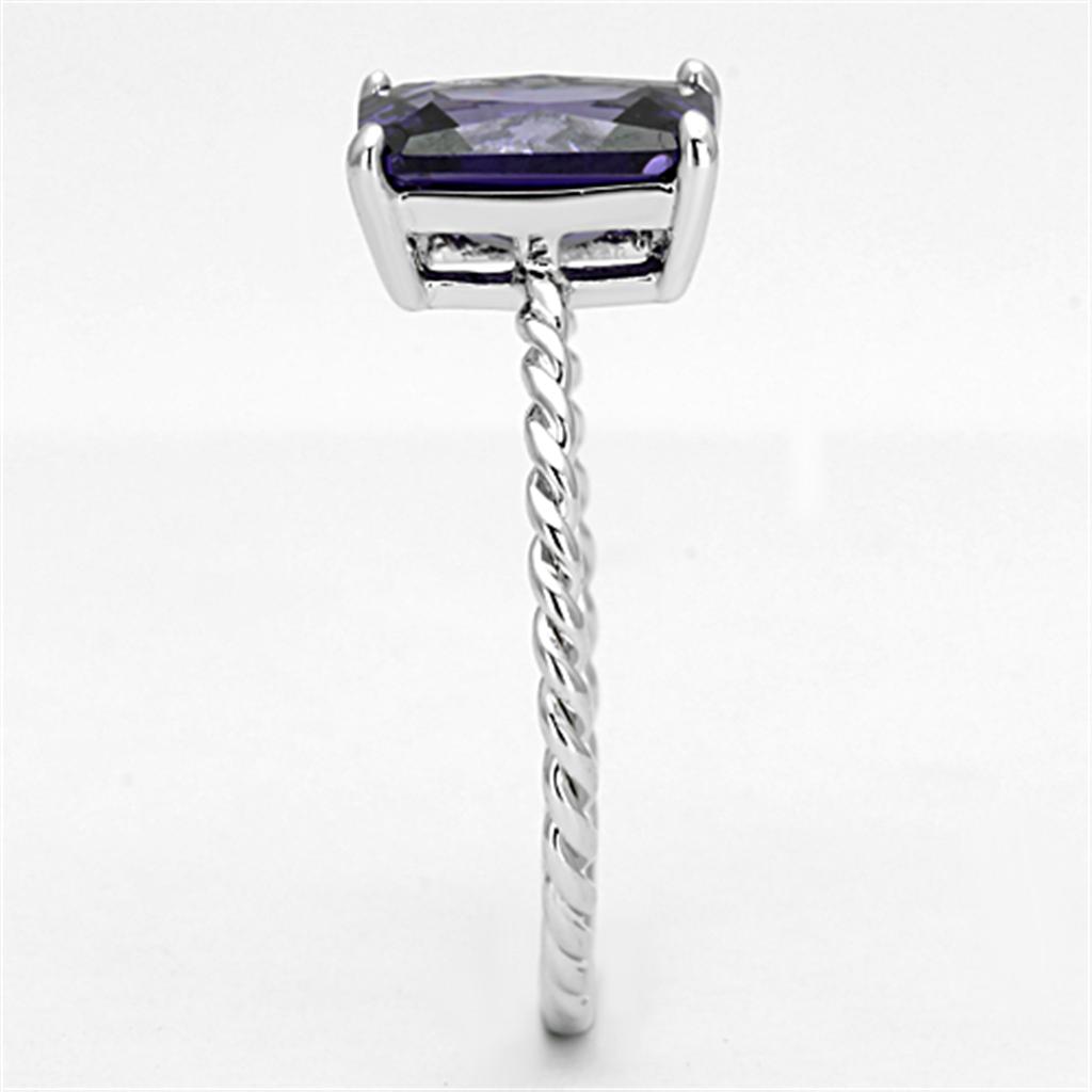 3W498 - Rhodium Brass Ring with AAA Grade CZ in Amethyst-3