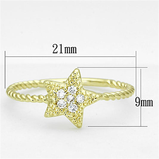 3W500 - Gold Brass Ring with AAA Grade CZ in Clear-1