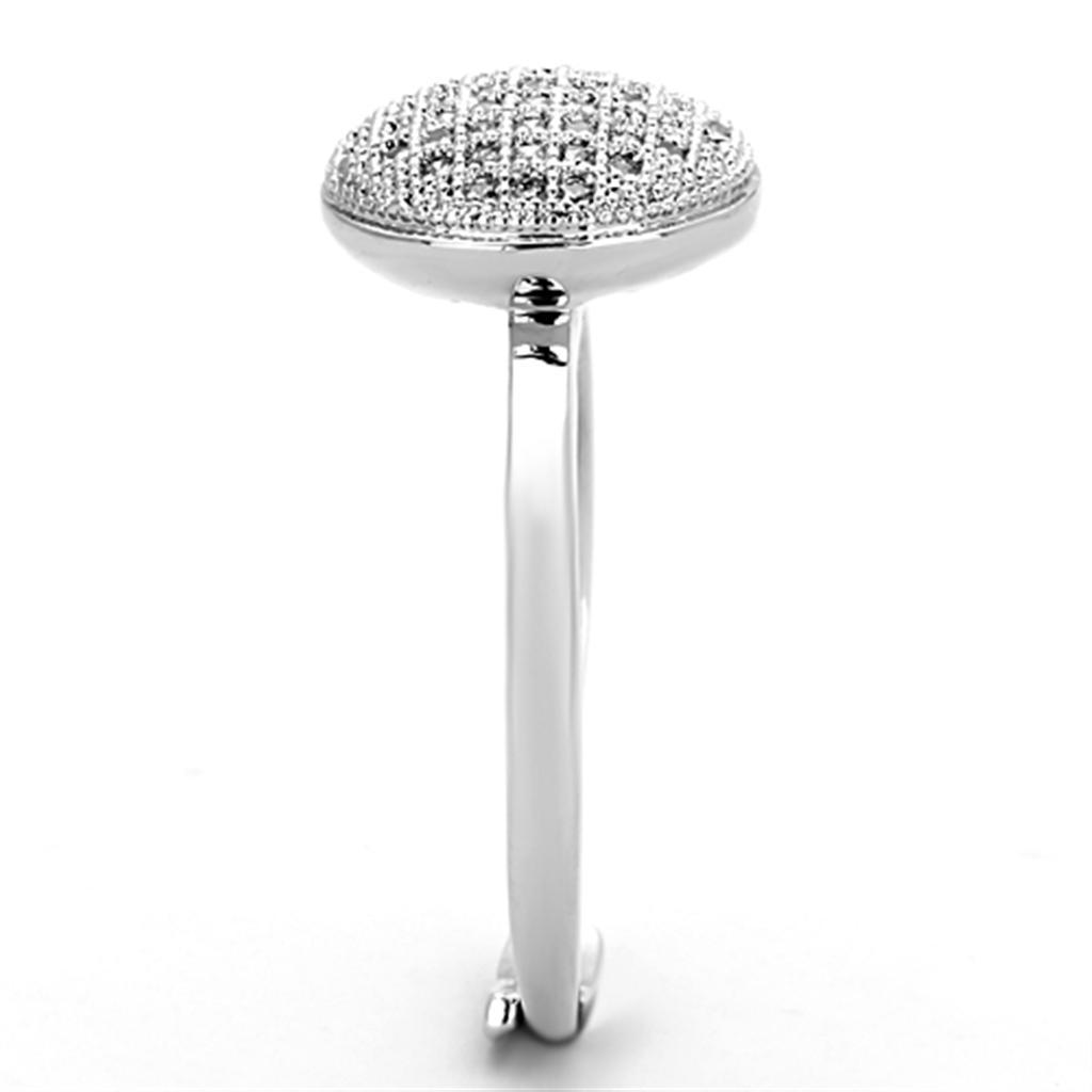 3W502 - Rhodium Brass Ring with AAA Grade CZ in Clear-3