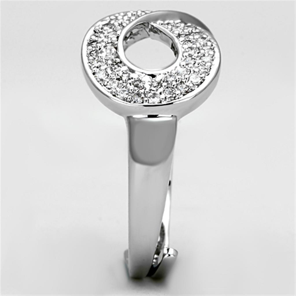3W503 - Rhodium Brass Ring with AAA Grade CZ in Clear-3