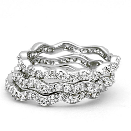 3W508 - Rhodium Brass Ring with AAA Grade CZ in Clear-1