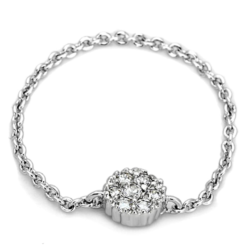 3W516 - Rhodium Brass Ring with AAA Grade CZ in Clear-1