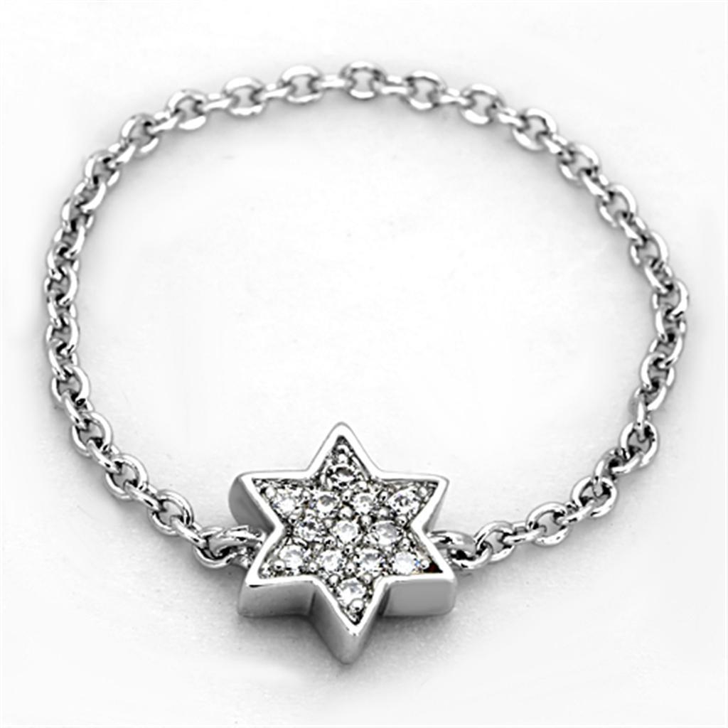 3W517 - Rhodium Brass Ring with AAA Grade CZ in Clear-1