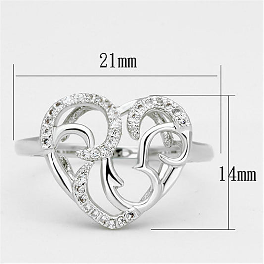 3W524 - Rhodium Brass Ring with AAA Grade CZ in Clear-1