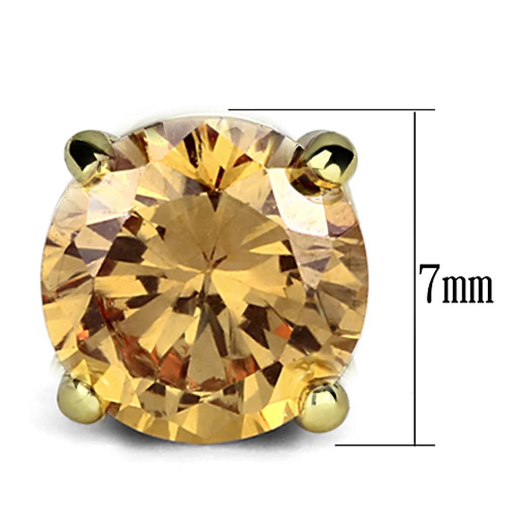 3W547 - Gold Brass Earrings with AAA Grade CZ in Champagne-1