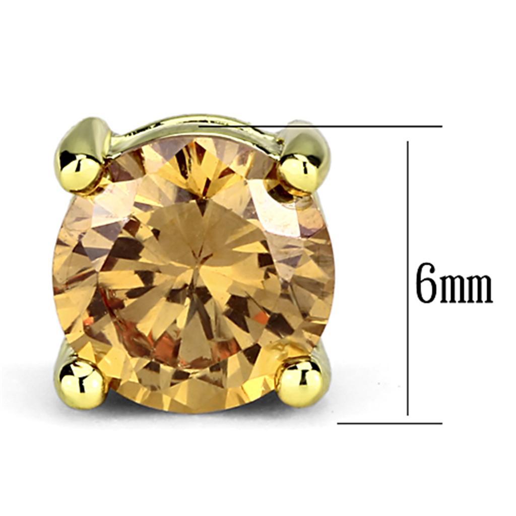 3W554 - Gold Brass Earrings with AAA Grade CZ in Champagne-1