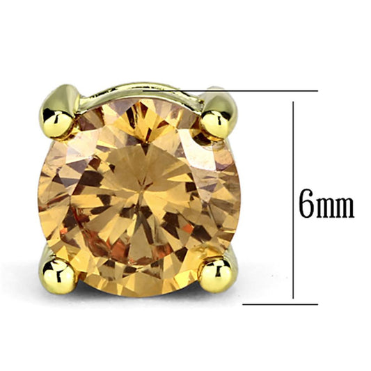 3W554 - Gold Brass Earrings with AAA Grade CZ in Champagne-1