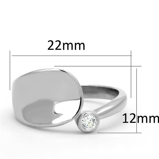 3W566 - Rhodium Brass Ring with AAA Grade CZ in Clear-1