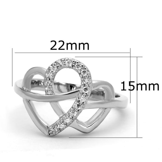 3W569 - Rhodium Brass Ring with AAA Grade CZ in Clear-1