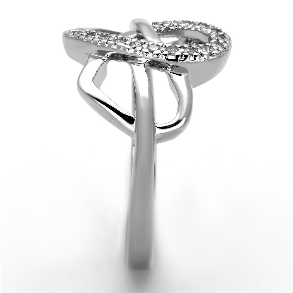 3W569 - Rhodium Brass Ring with AAA Grade CZ in Clear-3