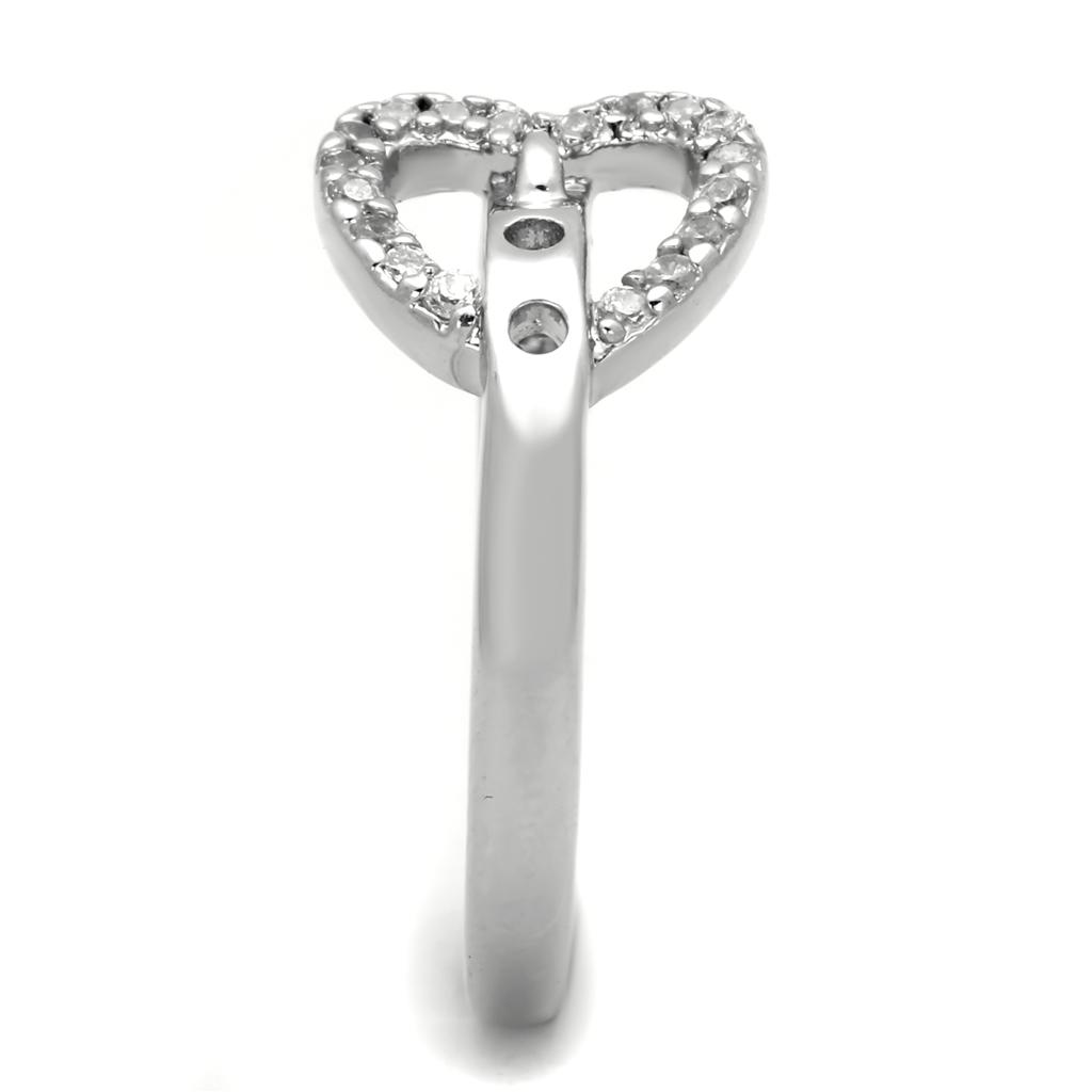 3W573 - Rhodium Brass Ring with AAA Grade CZ in Clear-3