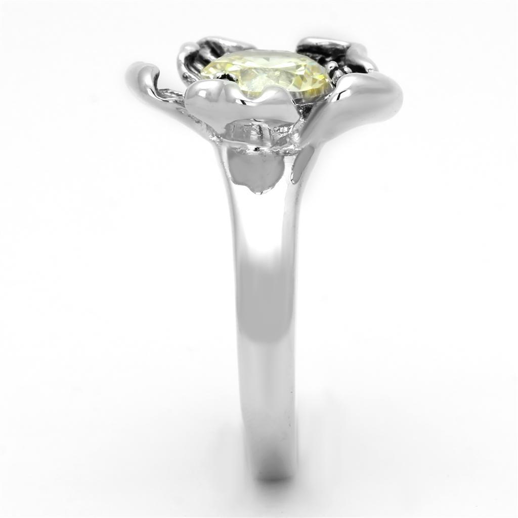 3W585 - Rhodium Brass Ring with AAA Grade CZ in Citrine Yellow-3
