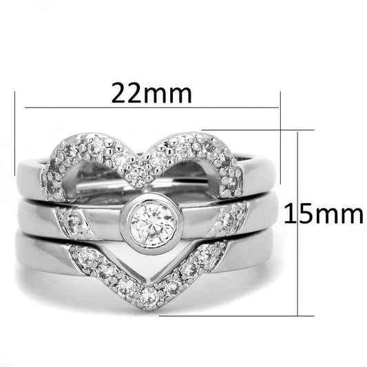 3W591 - Rhodium Brass Ring with AAA Grade CZ in Clear-1