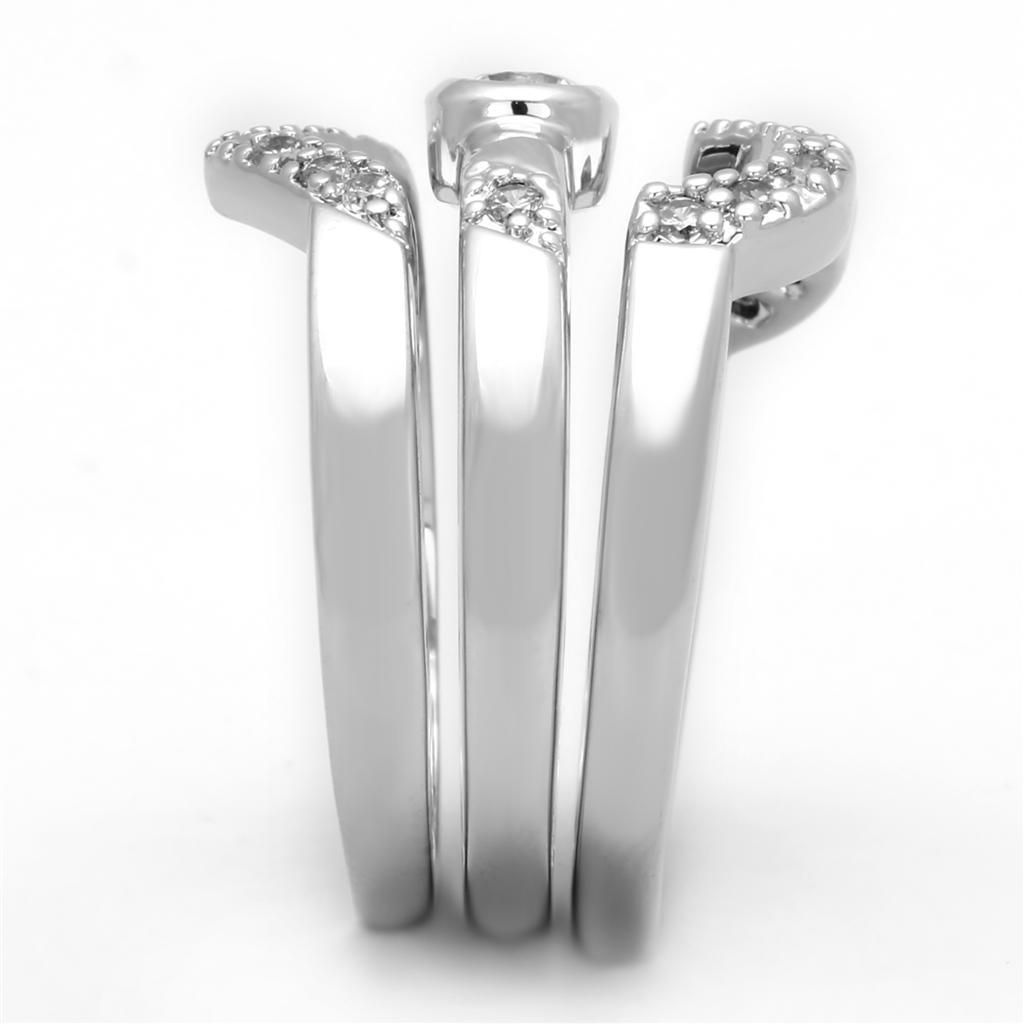 3W591 - Rhodium Brass Ring with AAA Grade CZ in Clear-3