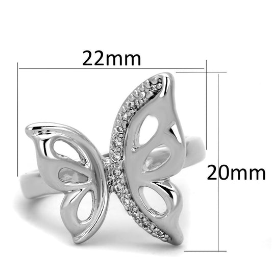 3W592 - Rhodium Brass Ring with AAA Grade CZ in Clear-1
