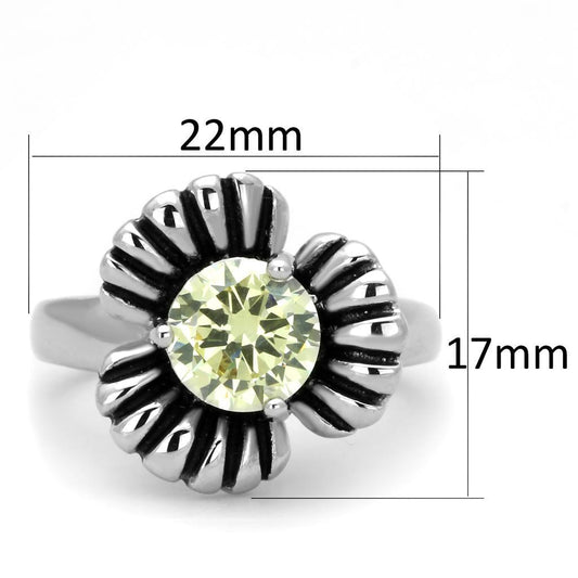 3W598 - Rhodium Brass Ring with AAA Grade CZ in Citrine Yellow-1