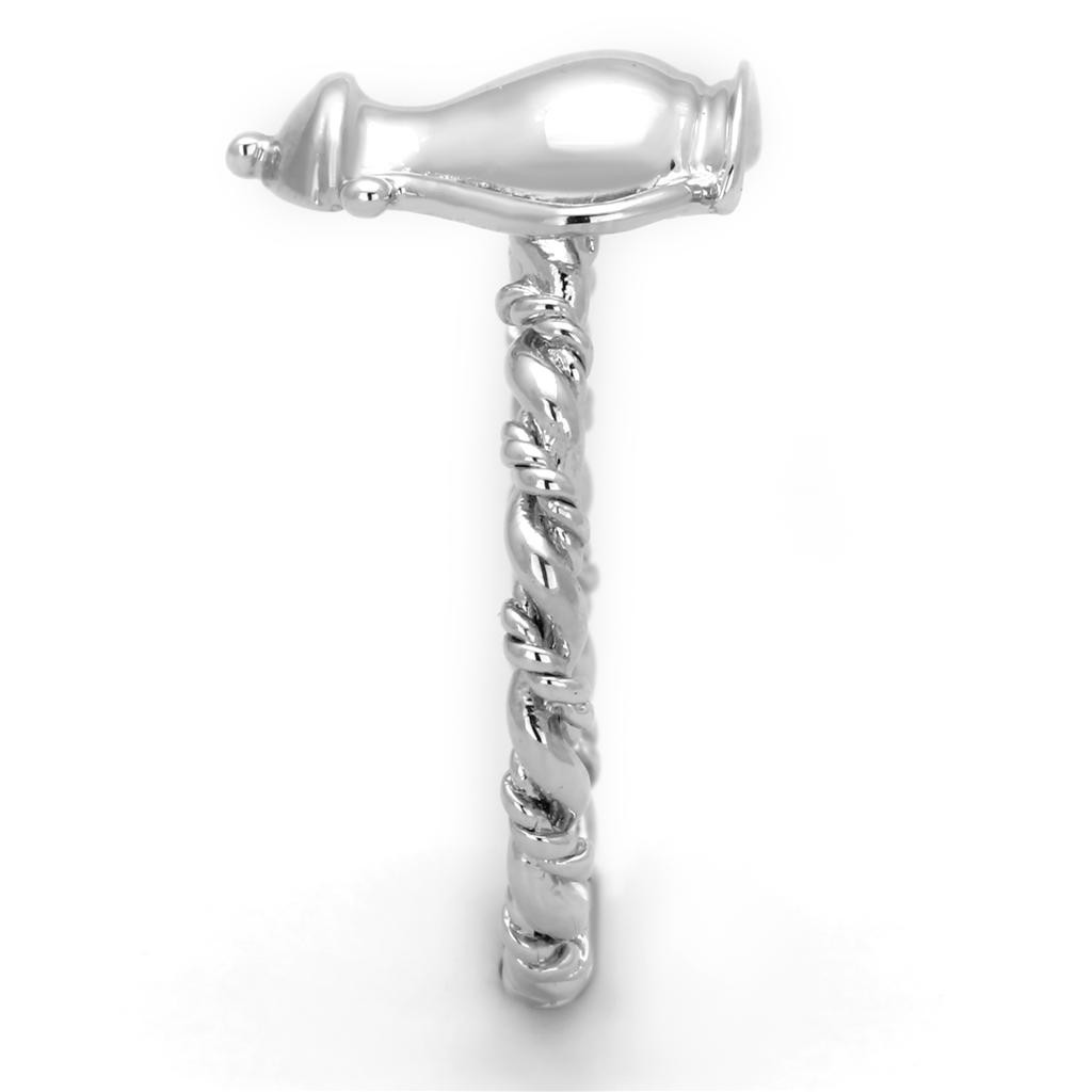 3W607 - Rhodium Brass Ring with No Stone-3