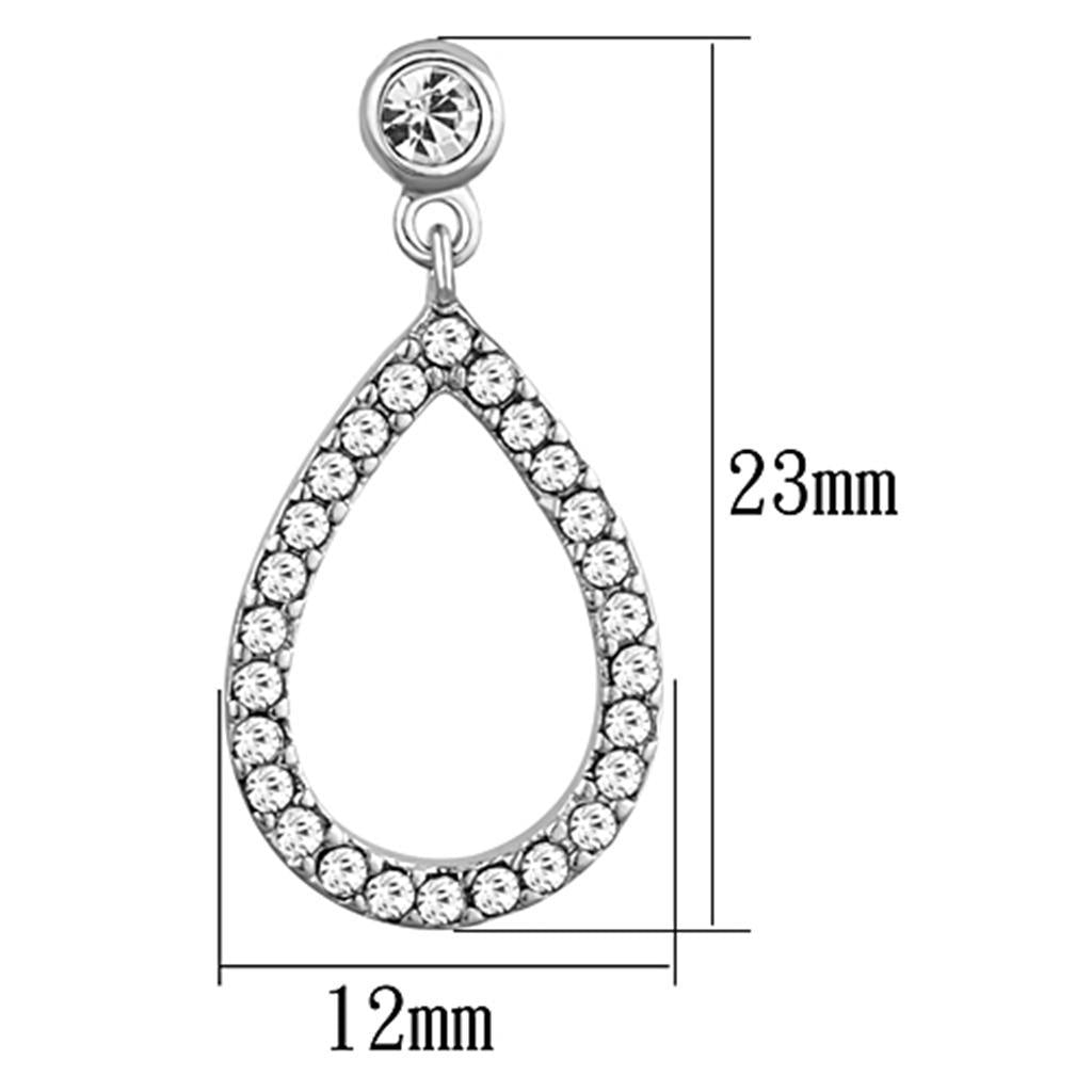 3W617 - Rhodium Brass Earrings with Top Grade Crystal in Clear-1