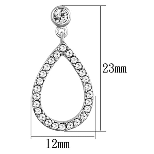 3W617 - Rhodium Brass Earrings with Top Grade Crystal in Clear-1