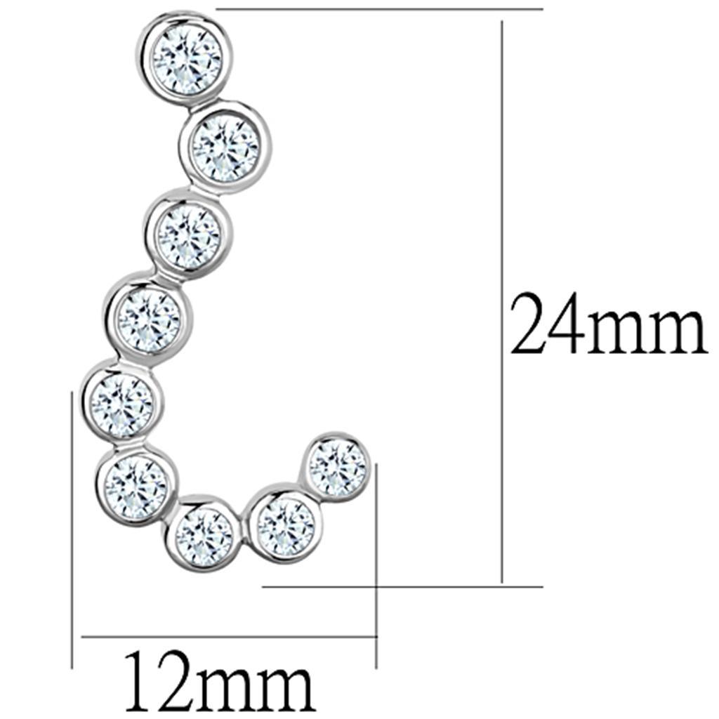 3W624 - Rhodium Brass Earrings with AAA Grade CZ in Clear-1