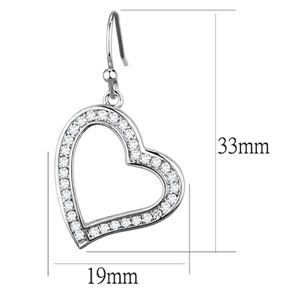 3W628 - Rhodium Brass Earrings with AAA Grade CZ in Clear-1