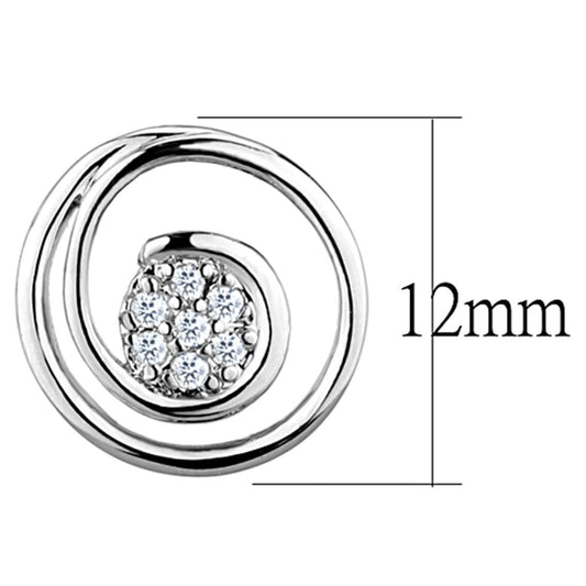3W638 - Rhodium Brass Earrings with AAA Grade CZ in Clear-1