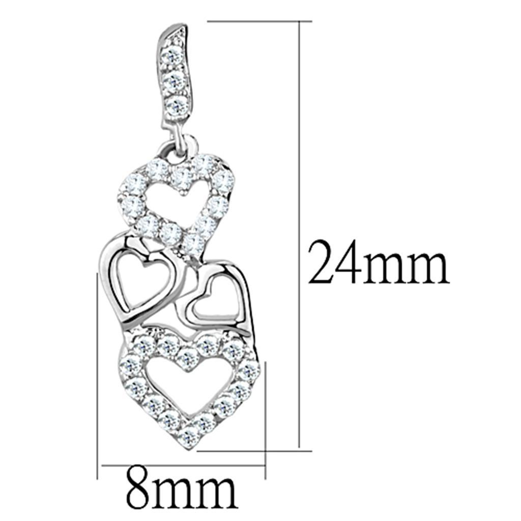 3W640 - Rhodium Brass Earrings with AAA Grade CZ in Clear-1