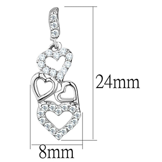 3W640 - Rhodium Brass Earrings with AAA Grade CZ in Clear-1