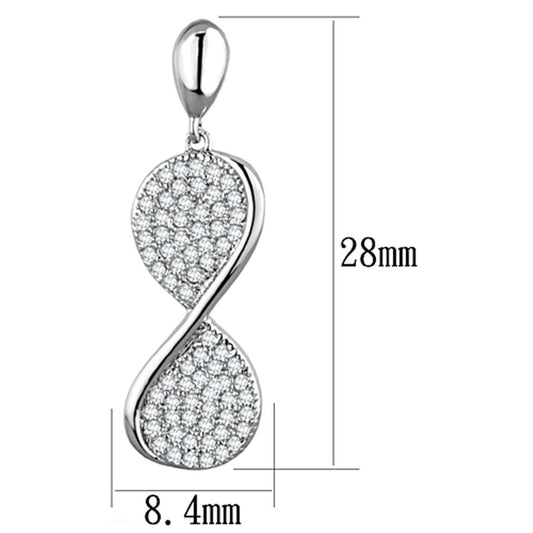 3W663 - Rhodium Brass Earrings with AAA Grade CZ in Clear-1