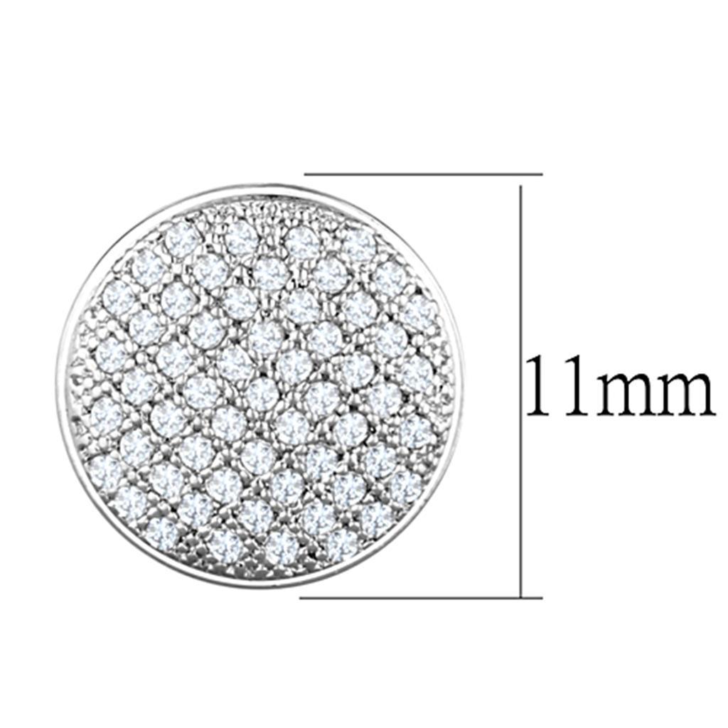 3W666 - Rhodium Brass Earrings with AAA Grade CZ in Clear-1
