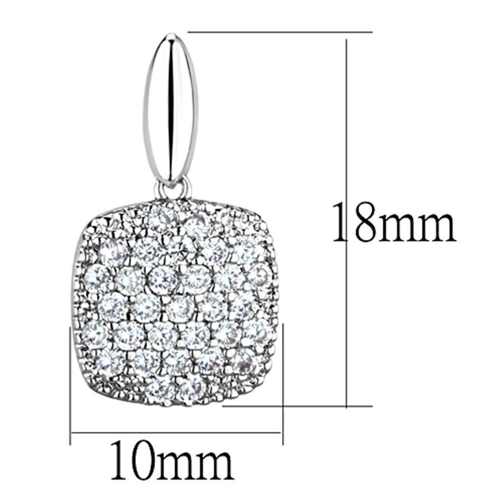 3W691 - Rhodium Brass Earrings with AAA Grade CZ in Clear-1